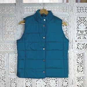 NWT Teal Blue Daisy Fuentes Full Zip Puffer Vest Sz Womens Small